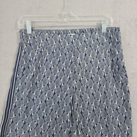 NWOT Max Studio Womens M Blue & White Patterned Crop Wide Leg Pants - Picture 6 of 8